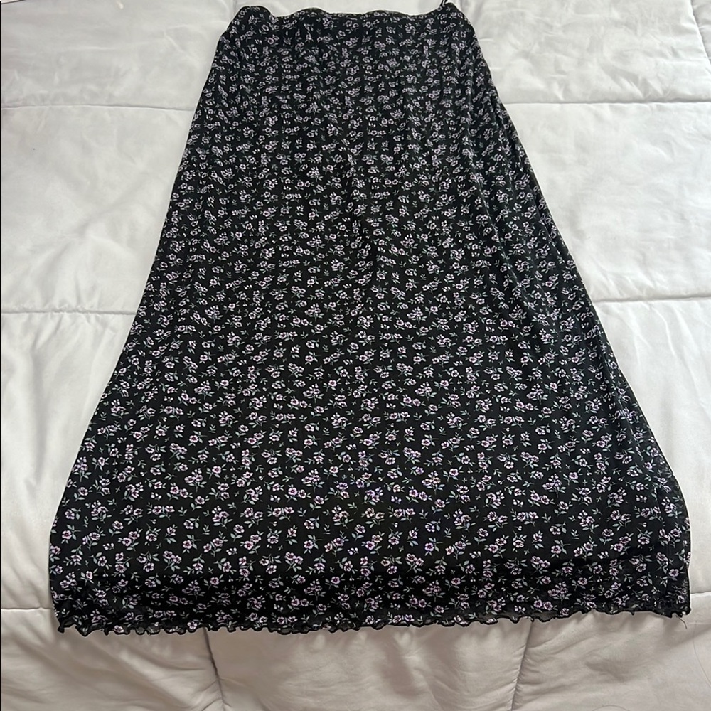 Floral Black Skirt